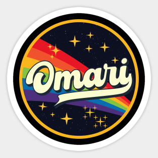 Omari // Rainbow In Space Vintage Style Sticker